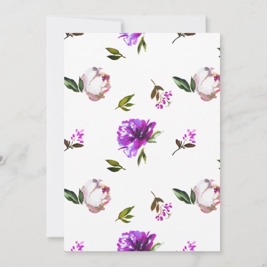 paarse bloemen met 60e verjaardag uitnodiging (Achterkant)