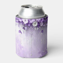 Paarse Bloemen met Afhangende Parels Blikje Koeler