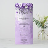 Paarse Bloemen met Afhangende Parels Menu (Staand voorkant)