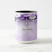 Paarse Bloemen met Afhangende Parels Mok (Midden)