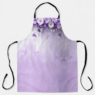 Paarse Bloemen met Afhangende Parels Schort