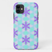 Paarse bloemen met aquamarijn en roze bloemblaadje Case-Mate iPhone case (Achterkant)