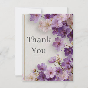 Paarse bloemen met border bedankkaart briefkaart