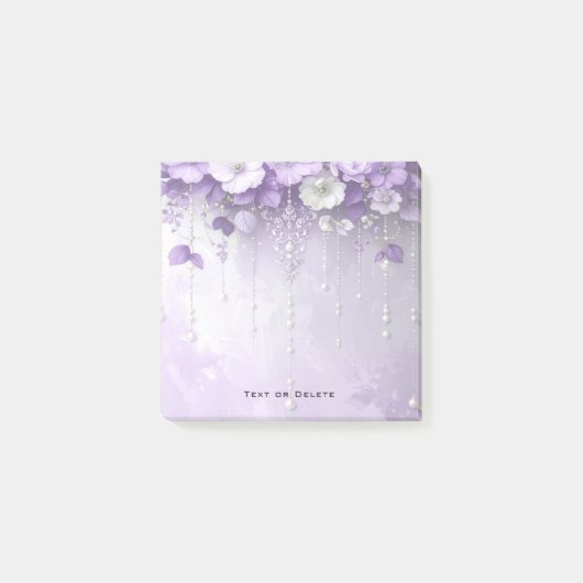 Paarse Bloemen met Hangende Parels Post-it Notitie Post-it® Notes (Voorkant)