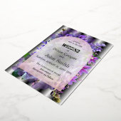 paarse bloemen met illusionaire achtergrond folie uitnodiging (Gedraaid)