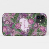 Paarse bloemen met naam Case-Mate iPhone case (Achterkant (horizontaal))