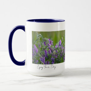Paarse Bloemen met Spreuk Mok
