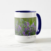 Paarse Bloemen met Spreuk Mok (Voorkant rechts)