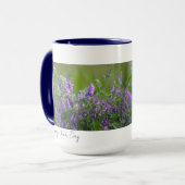 Paarse Bloemen met Spreuk Mok (Voorkant links)