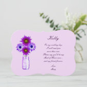 Paarse Bloemen Metselaars Pot Bruidsmeisje Kaart (Staand voorkant)