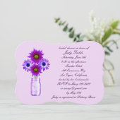 Paarse Bloemen Metselaars Pot Bruilofts Uitnodigin Kaart (Staand voorkant)