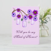 Paarse Bloemen Metselaars Potten Trouvrouw Kaart (Staand voorkant)