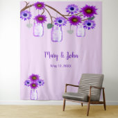 Paarse Bloemen Metselpotten Foto Achtergrond Wandkleed (In situ)