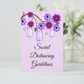 Paarse Bloemen Metselwerkpot Veiligheidsmaatregele Informatiekaartje (Staand voorkant)