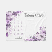 Paarse Bloemen Milestone Deken, Baby Meisje Maande Fleece Deken (Voorkant (Horizontaal))