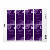 Paarse Bloemen Mini Wijnlabel Etiket (Full Sheet)