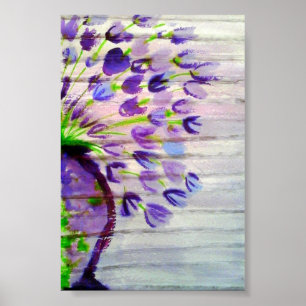 Paarse Bloemen Modern Abstract Poster
