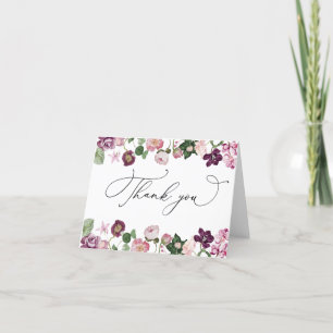 Paarse Bloemen Moderne Bruidsfeest Bedankkaart