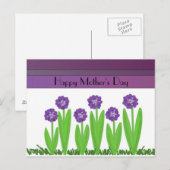 Paarse Bloemen Moederdag Groet Briefkaart (Voorkant / Achterkant)