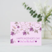 Paarse Bloemen Moederdag Groeten Briefkaart (Staand voorkant)