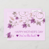 Paarse Bloemen Moederdag Groeten Briefkaart (Voorkant / Achterkant)
