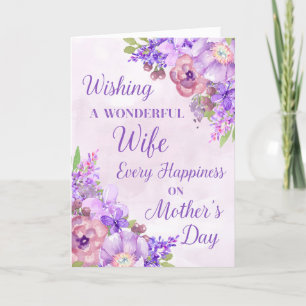 Paarse Bloemen Moederdagkaart voor Vrouw Kaart
