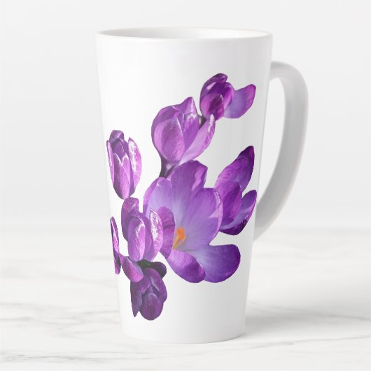 Paarse bloemen monogram Claire naam aanpasbaar Latte Mok (Rechterhoek)