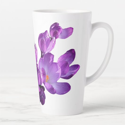 Paarse bloemen monogram Claire naam aanpasbaar Latte Mok (Rechts)