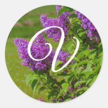 paarse bloemen, monogram envelop