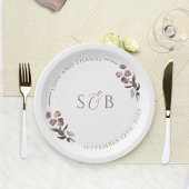 Paarse Bloemen Monogram Initialen bruiloft Papieren Bordje