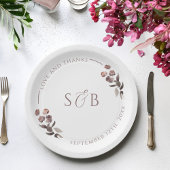 Paarse Bloemen Monogram Initialen bruiloft Papieren Bordje