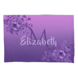 Paarse bloemen  monogram kussensloop