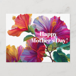 Paarse Bloemen Mooie Roze Bloemige Moederdag Briefkaart