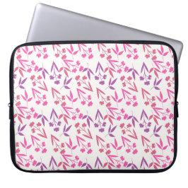 Paarse Bloemen Naadloos Patroon – Elegante Bloem Laptop Sleeve