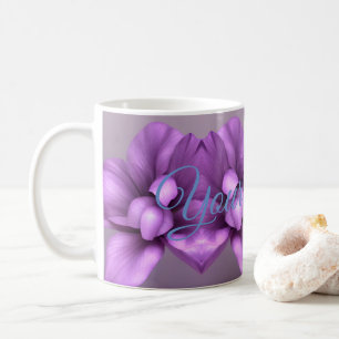 Paarse Bloemen NAAM Mok -  Flower Cup