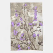  paarse bloemen nemen de gewoonte van de grunge theedoek (Verticaal)