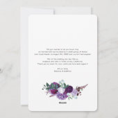 Paarse bloemen net getrouwd script bruiloft foto feestdagenkaart (Achterkant)