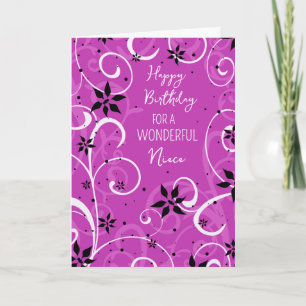 Paarse bloemen nichtje verjaardag kaart