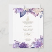 Paarse Bloemen Nikah Walimah Islamitische bruiloft Kaart (Voorkant)