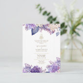 Paarse Bloemen Nikah Walimah Islamitische bruiloft Kaart (Staand voorkant)