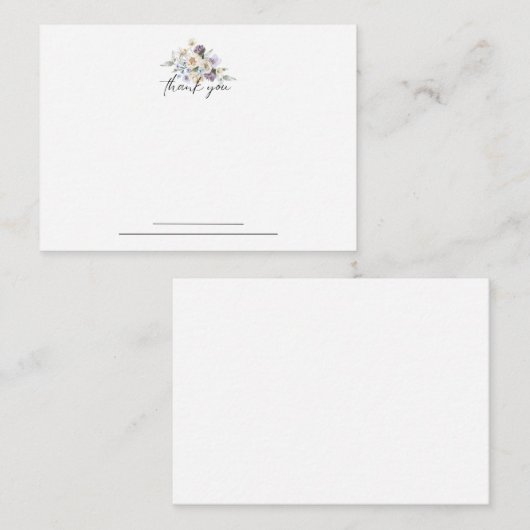Paarse Bloemen Notecard Dank u Notitiekaartje (Voorkant / Achterkant)
