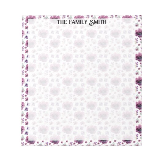 paarse bloemen notitieblok (Voorkant)