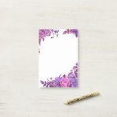 Paarse bloemen notities. Lila bloemen. botanisch Post-it® Notes (Op bureau)