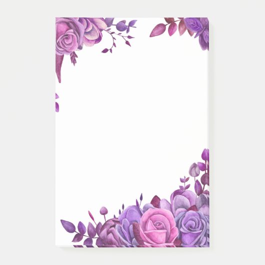 Paarse bloemen notities. Lila bloemen. botanisch Post-it® Notes (Voorkant)