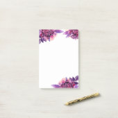 Paarse bloemen notities. Waterverf lila bloemen Post-it® Notes (Op bureau)