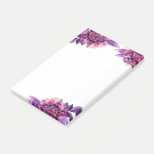 Paarse bloemen notities. Waterverf lila bloemen Post-it® Notes (Schuin)