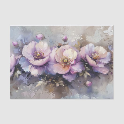 Paarse Bloemen Olieverfschilderij Decoupage Tissuepapier (Voorkant)