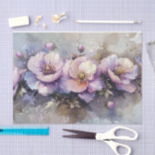 Paarse Bloemen Olieverfschilderij Decoupage Tissuepapier (Craft)