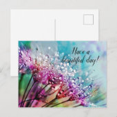 Paarse Bloemen op Blauwe Persoonlijke Postkaart (Voorkant / Achterkant)