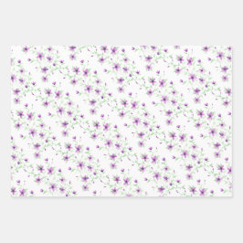 Paarse bloemen op de wijnstok inpakpapier vel